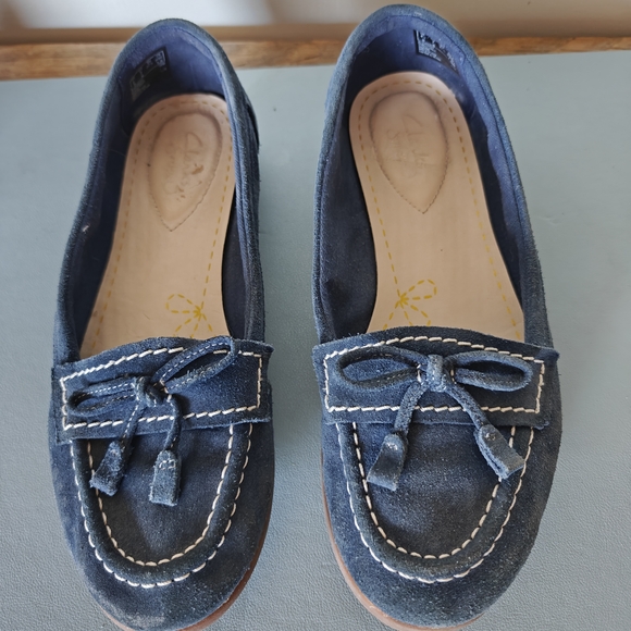 Clarks Blue Suede Loafers with Tassels and Contrast Stitching - Sz 37 - walking - Picture 1 of 8